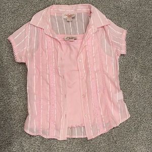 🛍️ Girls 2 Piece Camisole & Button Down Shirt Set